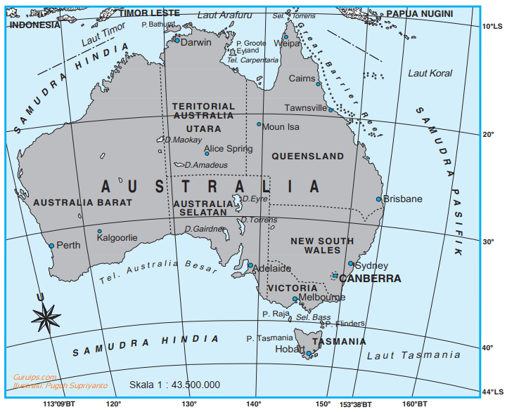 Gambar benua australia - peta benua australia
