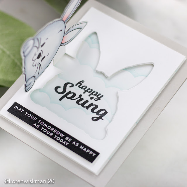 simon says stamp, peek-a-boo, pre-made sentiments, flock, stamping, die-cutting, interactive, greeting card, easter, bunny, bunny butt