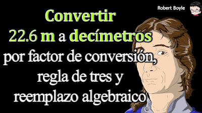 👉 Enunciado: Convertir 22.6 m a decímetros por factor de conversión, regla de tres y reemplazo algebraico.