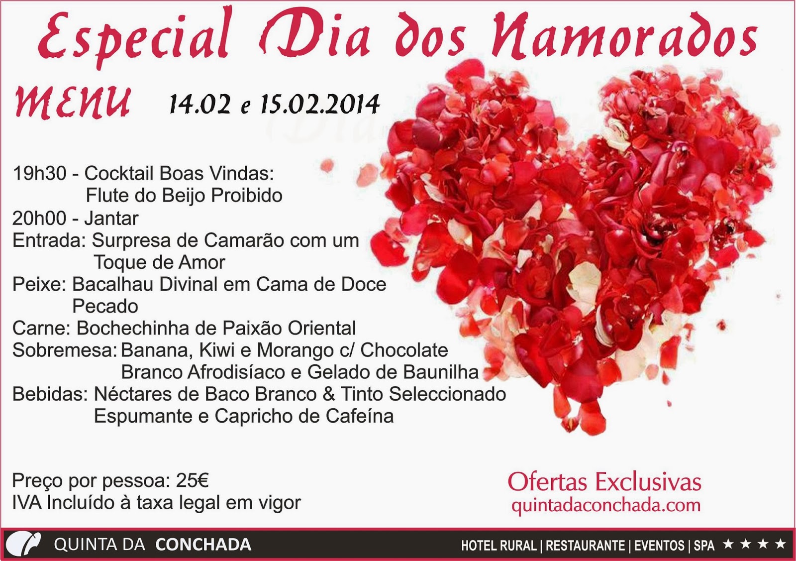 HOTEL RURAL QUINTA DA CONCHADA: Menu Dia dos Namorados 2014