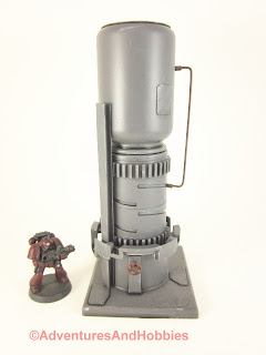 Tall vertical processing tower for 25-28mm scale wargames - front view.