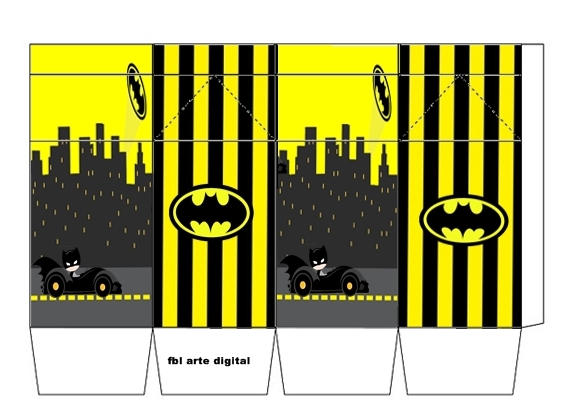 Cajas de Batman en Amarillo y Negro para imprimir gratis.