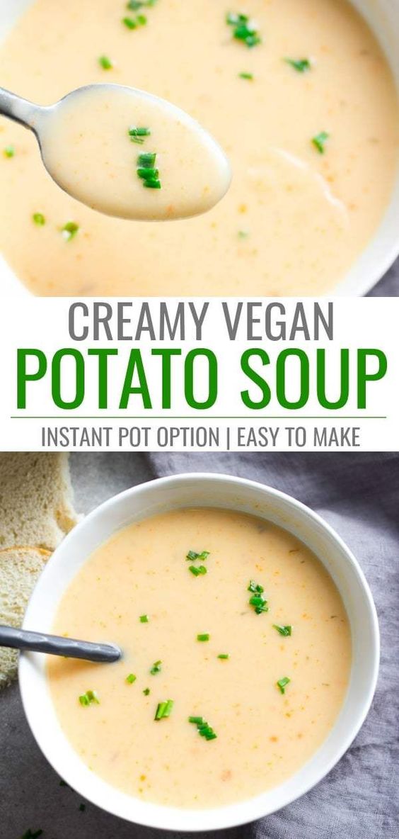 This vegan potato soup is super creamy and so easy to make! Ready in 20 minutes or less. (Instant Pot/ Stovetop Options) 