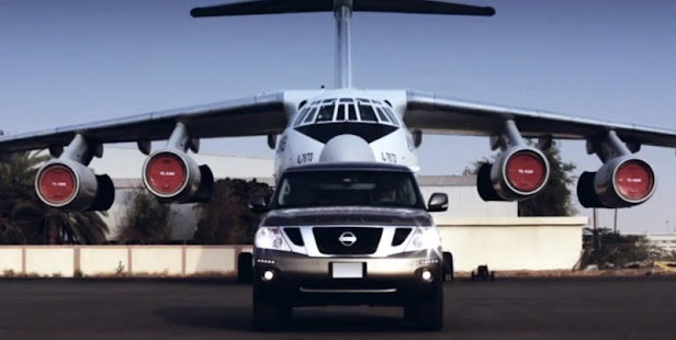 Nissan Patrol remolcando Ilyushin Il-76