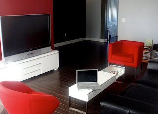 Red Design For Living Room Minimalist