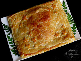 Empanada de hojaldre con carne picada y morcilla de Burgos  - Morcilla de Bugos and pork stuffed puff pastry