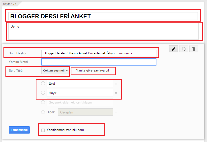 Google Docs ile Anket Oluşturmak 