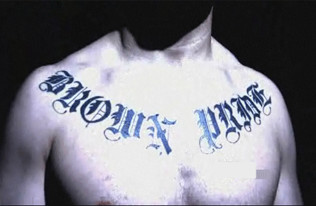The above picture is of Cain Velasquez's tattoo. “Brown Pride”, emphatically