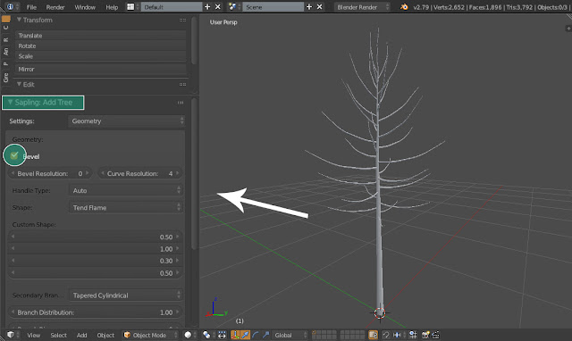 Pengaturan untuk model Pohon Sapling: Add Tree