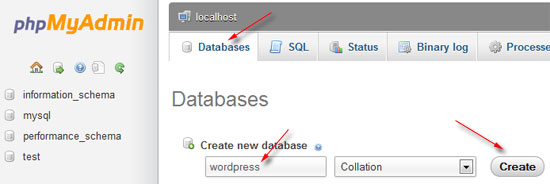 buat database wordpress