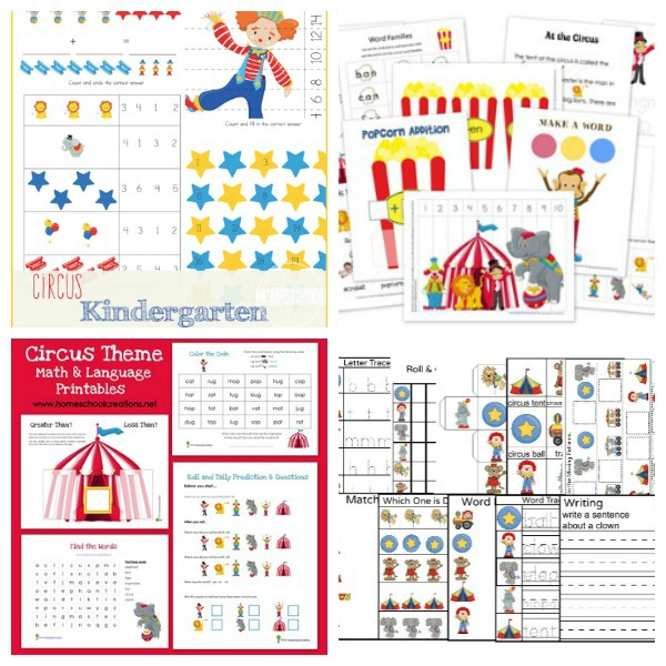 Carnival Worksheets for kids (circus theme printables)