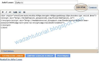 Membuat Daftar Isi Blog