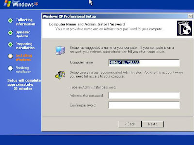 windows XP installation