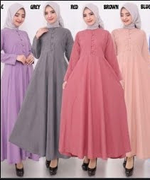 Gamis katun polos kombinasi