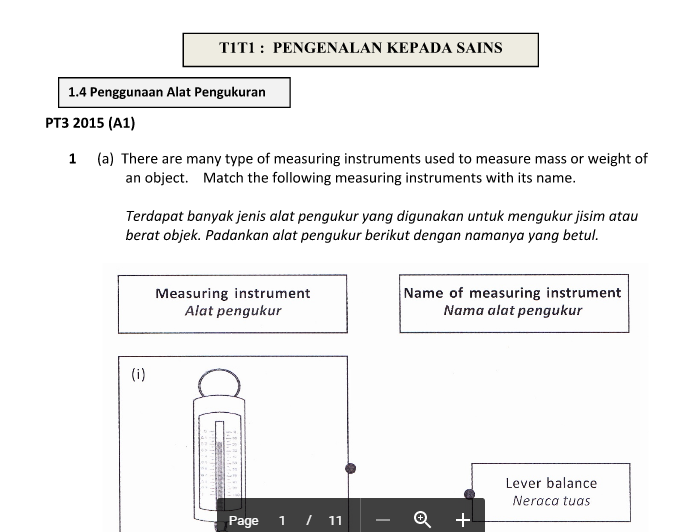 SOALAN PENTAKSIRAN FORMATIF SAINS TING 1 KSSM (BAB 1 & 2 