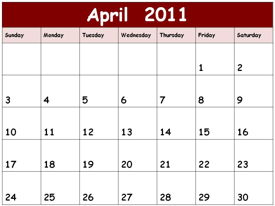 2011 calendar printable april. 2011 calendar printable