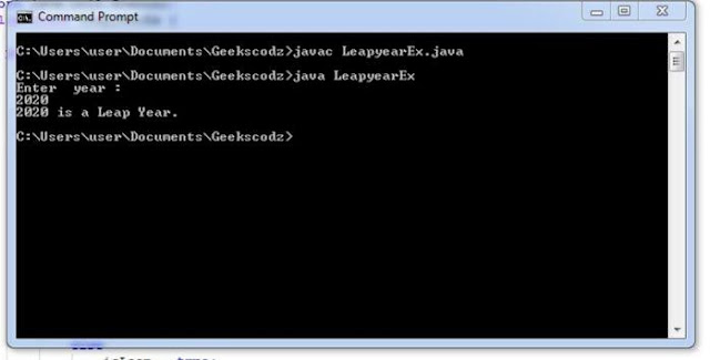 leap year program in java