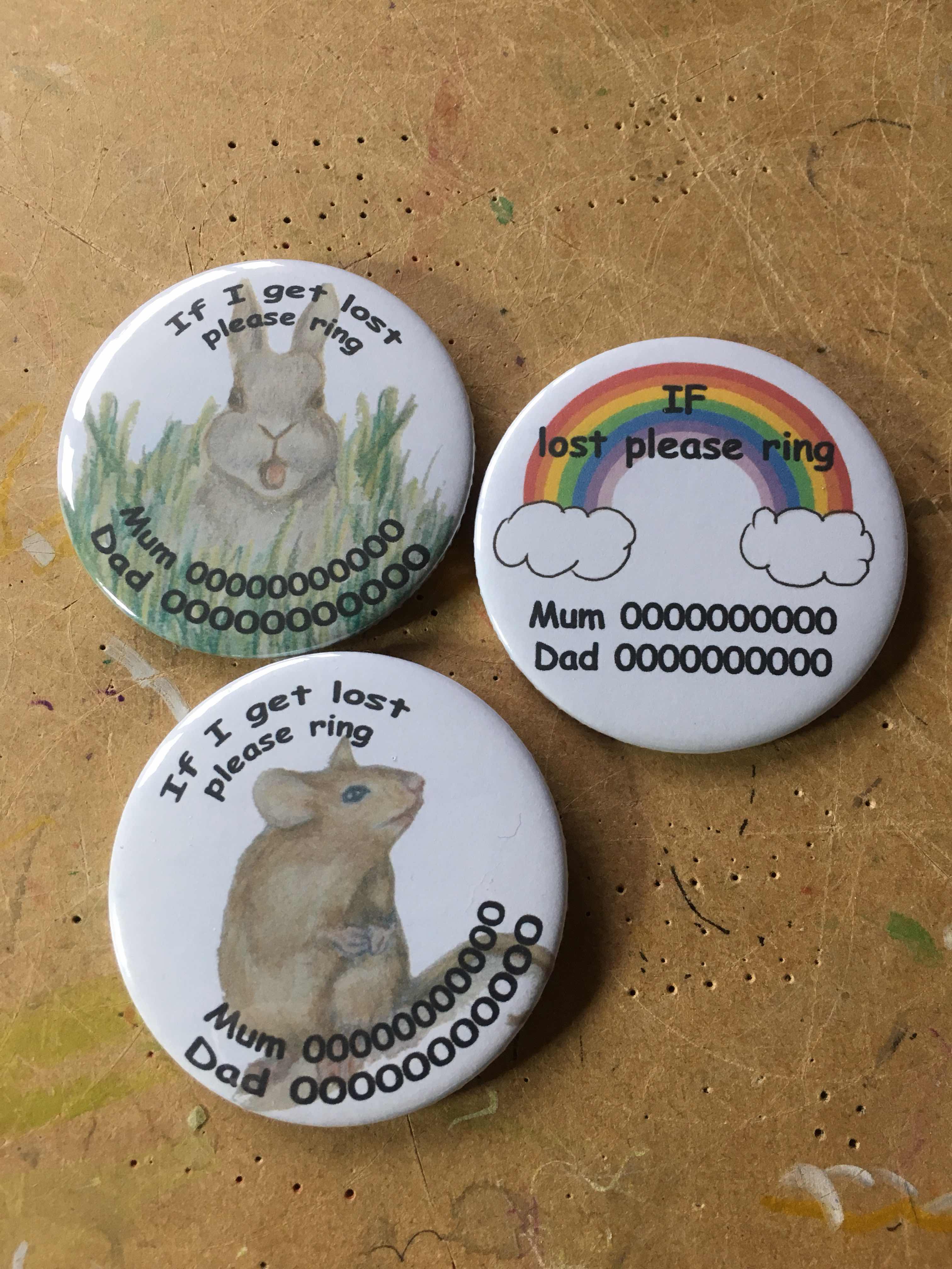 personalise badge, telephone number, 