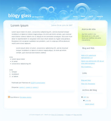 Blogy Glass Blogger Template