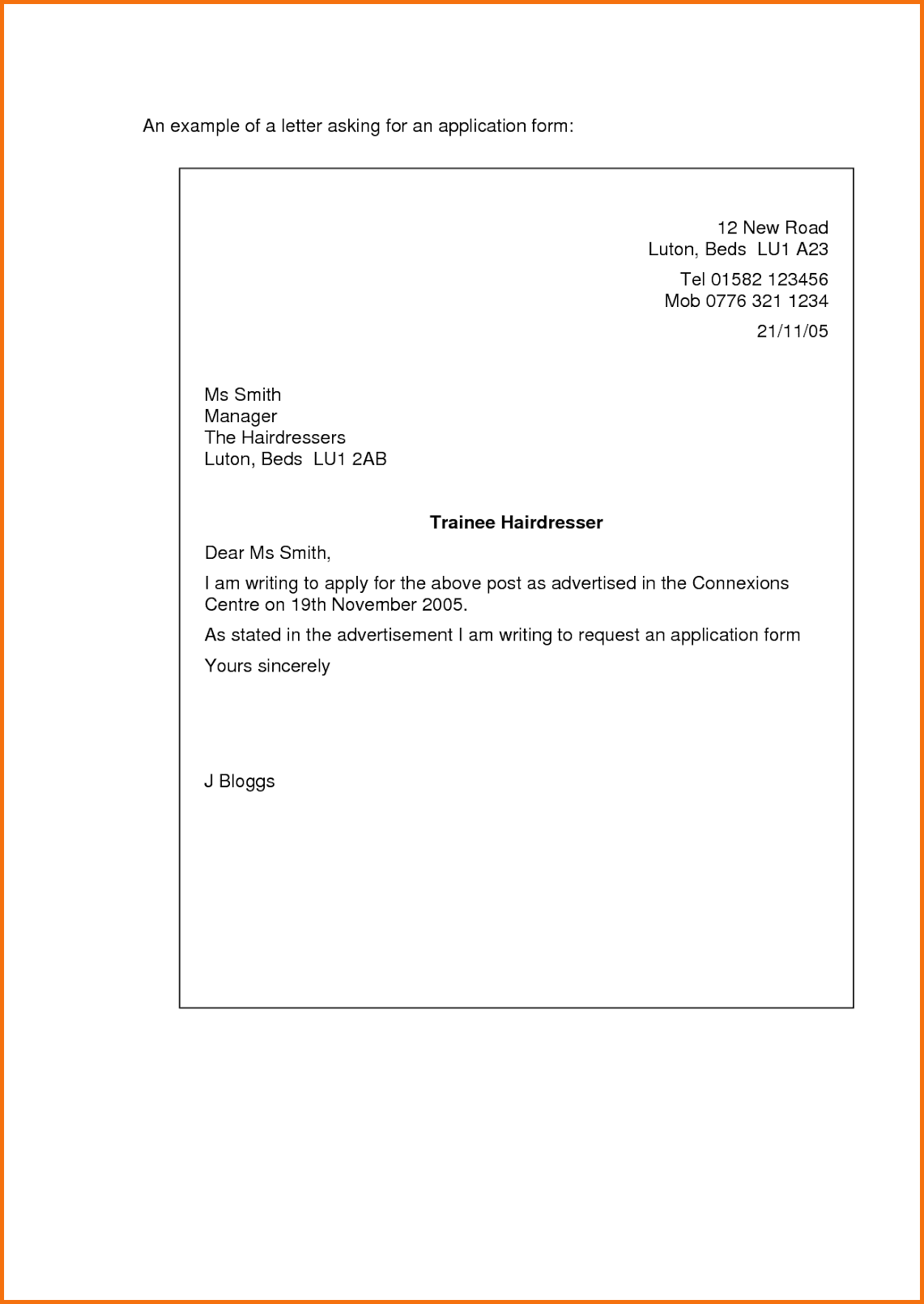 Job Application Cover Letter