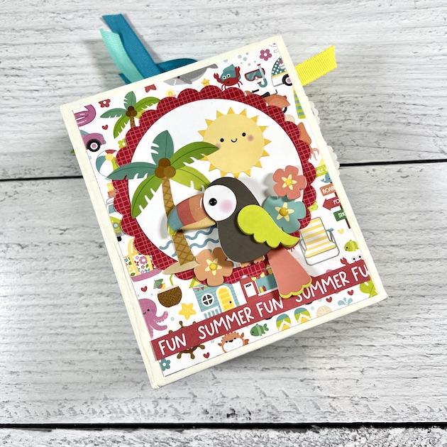 summer scrapbook mini album with toucan by artsy albums