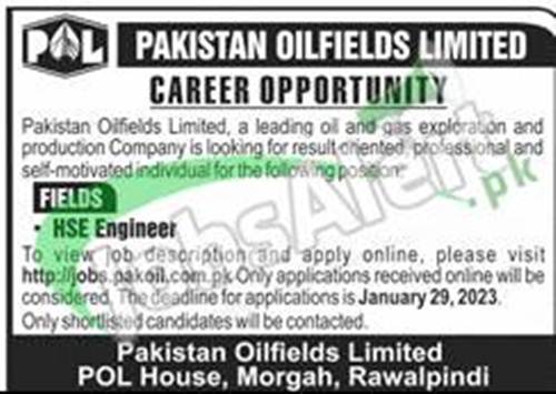 POL Jobs 2023 Apply Online jobs.pakoil.com.pk Pakistan Oilfields Limited