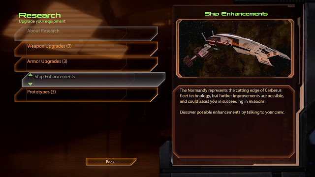 Mass Effect 2 research menu