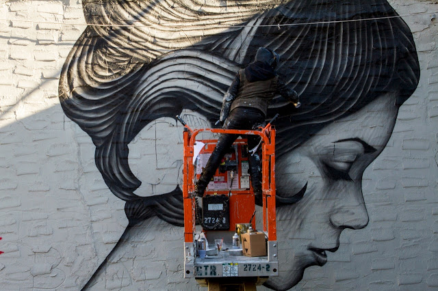 "Vroom Vroom" Street Art Collaboration By Fin DAC and Angelina Chrtistina In Williamsburg, USA. 5