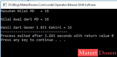 Contoh Program Operator Bitwise Shift Left