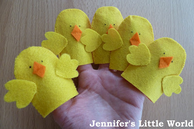 Five little ducks finger puppets for children