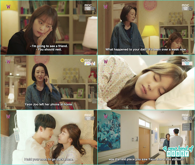  yeon jo go to the bus station where chul died and faint when she woke up she was on the hospital bed with kang chul - W - Episode 16 Finale - Review