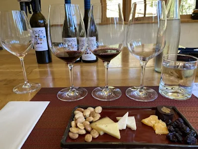 individual tasting set-up in tasting room at Quixote Winery in Napa, California