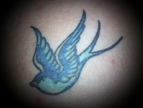 Blue Swallow Bird Tattoo Design