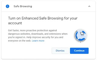 Safe browsing section on My google account security