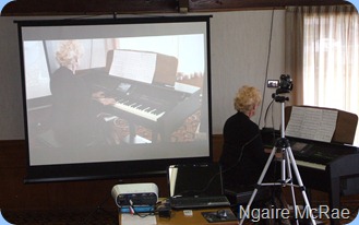 The Club's new Video Projector was a big success! Here we see Ngaire McRae playing the Clavinova CVP-509