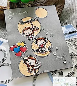 Sunny Studio Stamps: Love Monkey Staggered Circle Dies Customer Card Share by Rosie