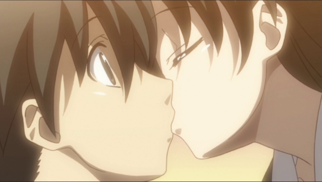 Beso entre Makoto y Sekai