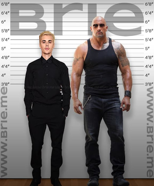 Justin Bieber height comparison with The Rock