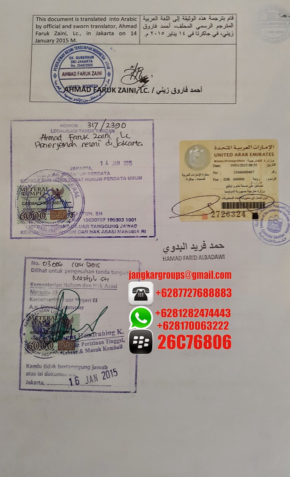 LEGALISASI DOKUMEN UAE DAN VISA KERJA UAE - Jangkar Groups