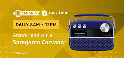 Amazon Quiz 9 February 2019 Answers – Win Saregama Carvaan