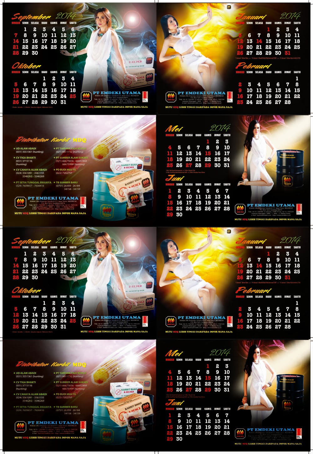 Desain Kalender Meja 2014 PT EMDEKI UTAMA - Desain Jempol (y)