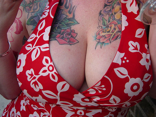 Rose Tattoos on Breast