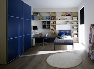 habitación juvenil azul