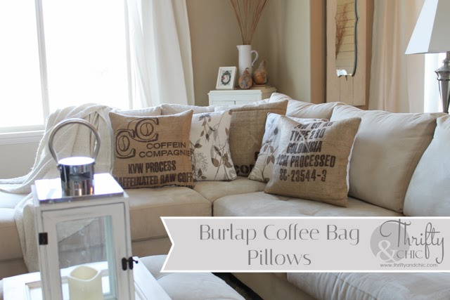 burlap coffee bag pillows