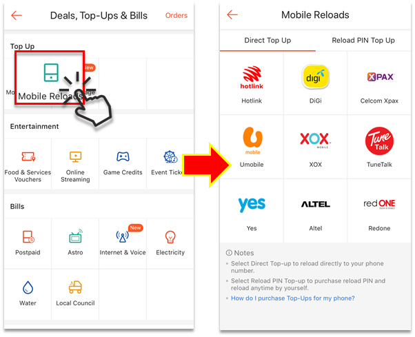 Cara topup prepaid telefon menggunakan Shopee