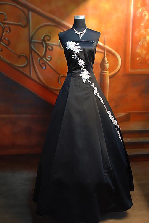 Floral Gothic Wedding  Dresses  Black  Strapless Handmade 