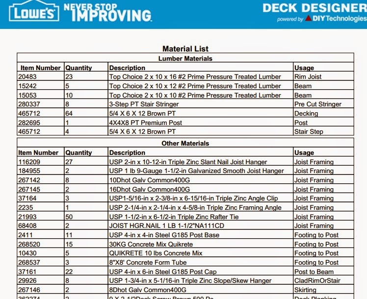 Deck Plans and Material List - Bing images