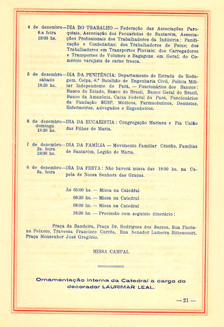 PROGRAMA DA FESTA DE NOSSA SENHORA DA CONCEIÇÃO - 1970 - PAG 21