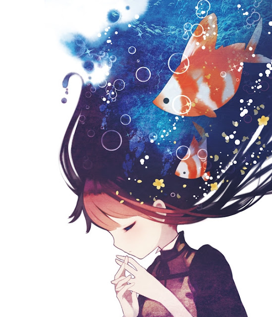 anime girl,anime fish, mangaka