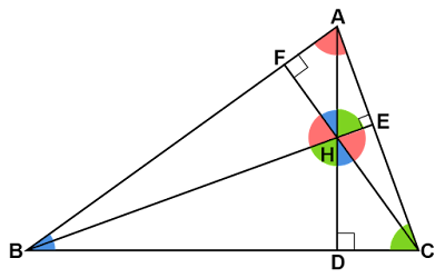 三角形の内角と垂心周りの角の関係
